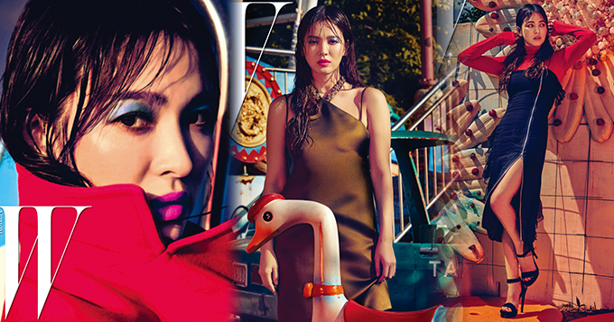 湿发蓝眼红唇！宋慧乔狂野大片妆容惊悚