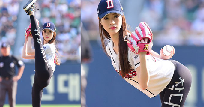 好姿势!韩女星开球大劈叉 浑圆翘臀瞩目