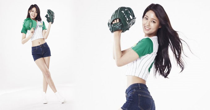 组图：AOA雪炫风波后再拍广告 棒球造型露纤腰