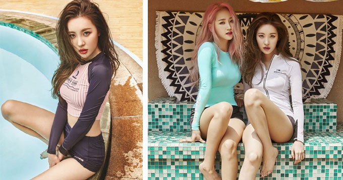 组图：Wonder Girls泳池写真傲挺双峰秀细腿