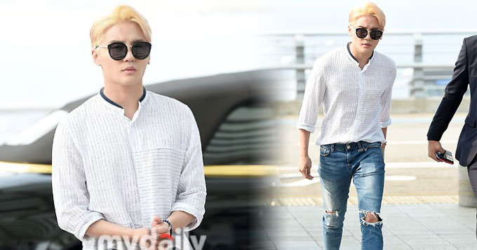 组图：JYJ金俊秀赴日本开演唱会 金发亮相机场