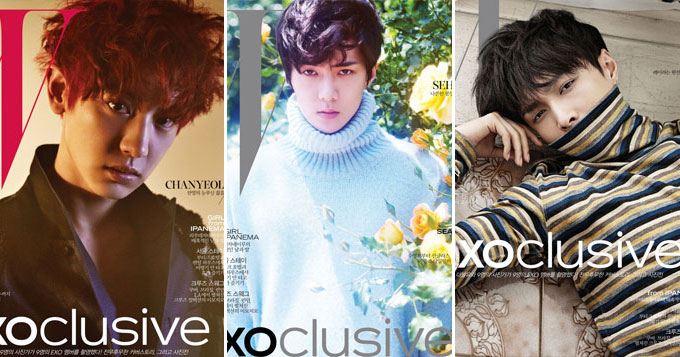 组图：EXO登封面超帅气 世勋花美男灿烈开深V