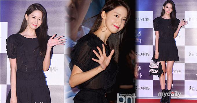 少女时代允儿黑裙小心机 侧面性感全透视