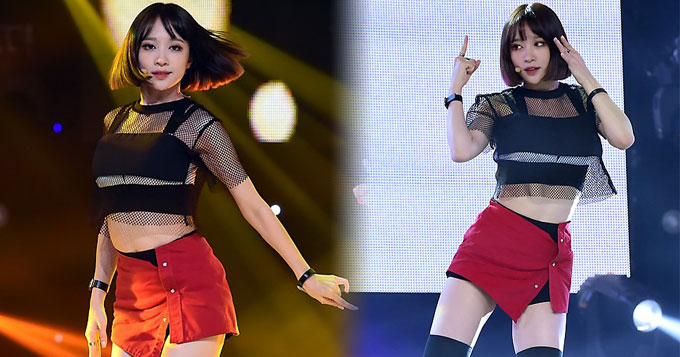 EXID性感热舞 Hani穿渔网装裙子超短