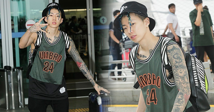 韩星朴宰范嘻哈露花臂 麻花辫刘海酷炫