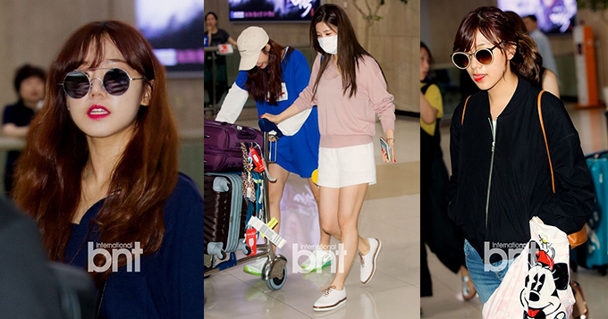 韩团Apink亮相机场 墨镜口罩死守素颜
