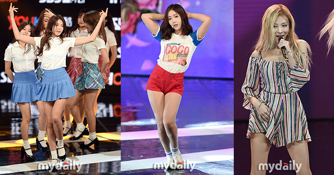 韩女团登台拼清凉 热裤短裙转圈心慌慌