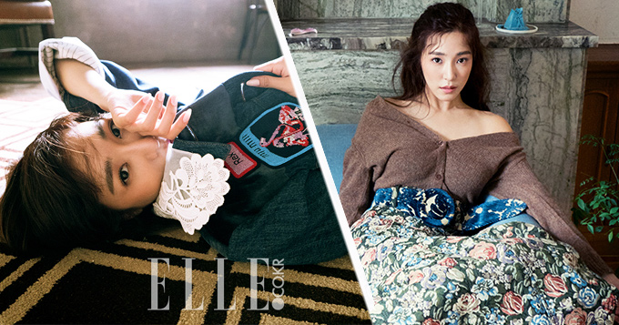 组图：少女时代Tiffany写真躺地魅惑 撩人秀香肩