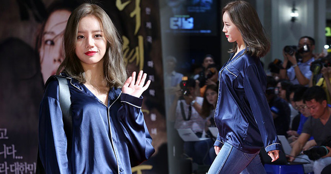 组图：韩星惠利穿睡衣走红毯 胸部高耸变轻熟女