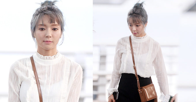 组图：韩女团AOA成员染灰发 风中凌乱老十岁