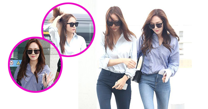 姐妹花！Jessica与Krystal亮相机场手挽手