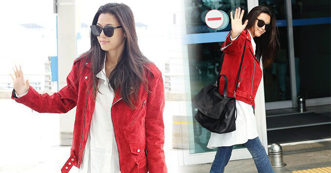 辣妈全智贤赴西班牙拍新剧 红衣大气利落