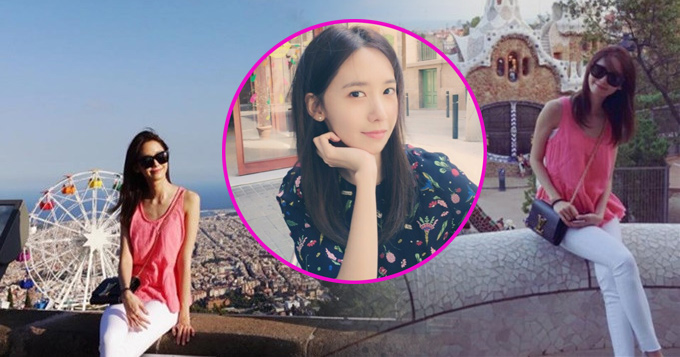 组图：少女时代允儿逛西班牙街头 粉嫩娇媚动人