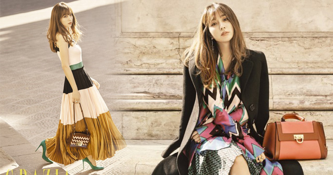 李秉宪娇妻米兰街头拍写真 面容甜美贵气