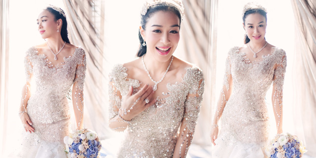 新娘钟丽缇穿奢华婚纱秀巨钻