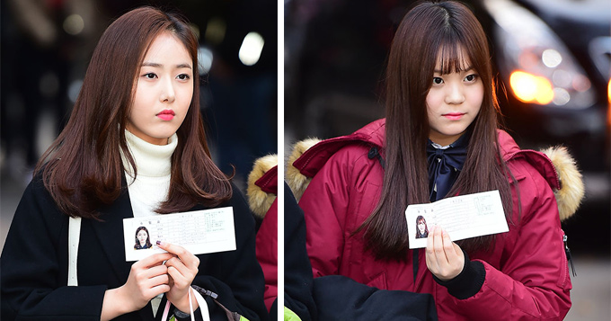 组图:韩女团GFriend两成员参加高考 化妆现身