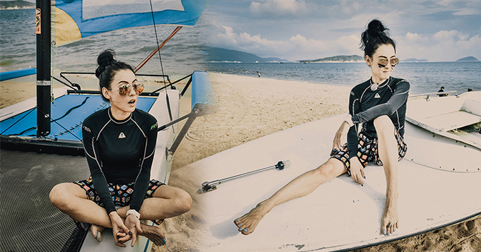 放飞自我!张柏芝活力玩帆船身材似少女