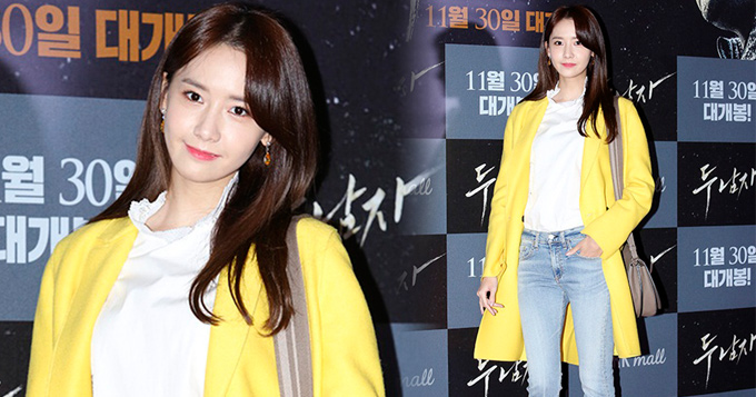 组图:少女时代允儿皮肤白皙 穿黄外套亮眼活泼