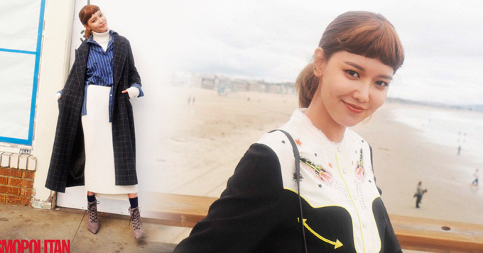 少女时代秀英美国拍写真 齐刘海撞脸唐嫣