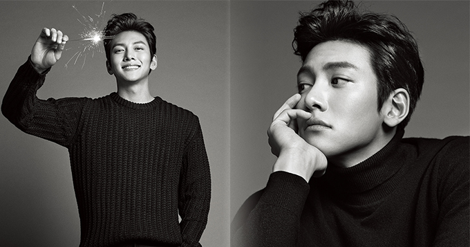 池昌旭拍黑白写真 黑色毛衣更显绅士风度