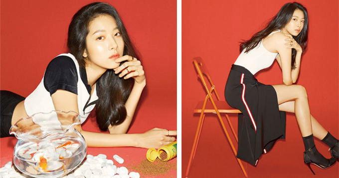 组图：韩女星朴敏荷拍写真 淡妆素雅秀纤细长腿