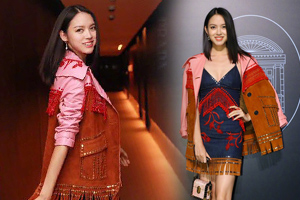 辣妈张梓琳深V现身时尚趴秀长腿