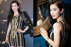 李冰冰金黑色短裙率性大方不乏女性魅力