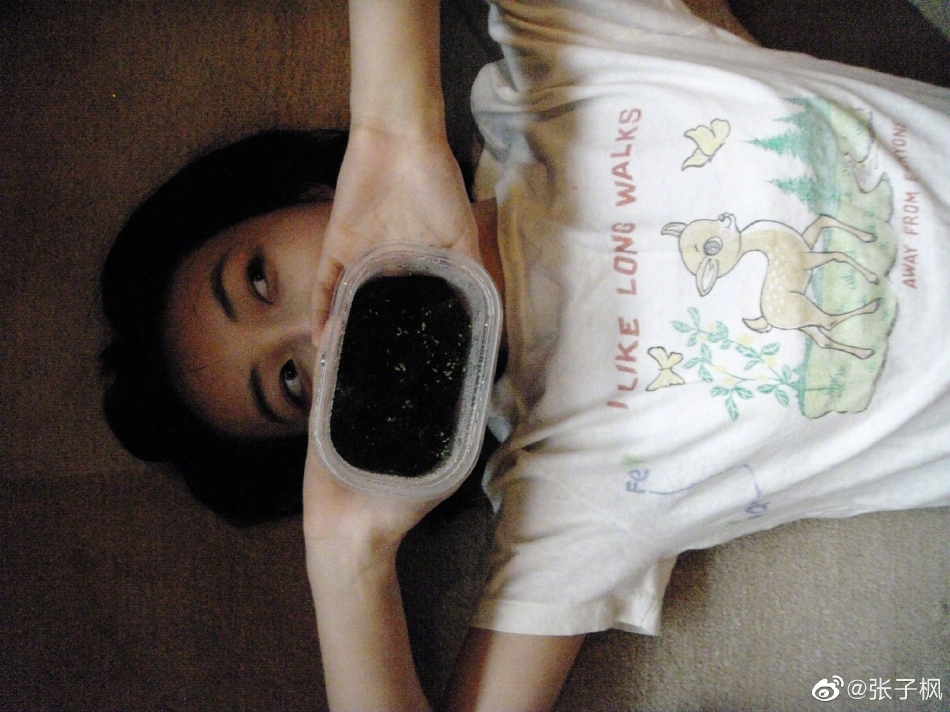 组图：张子枫晒生活随拍清新自然 手捧青苔怼脸拍好呆萌_3