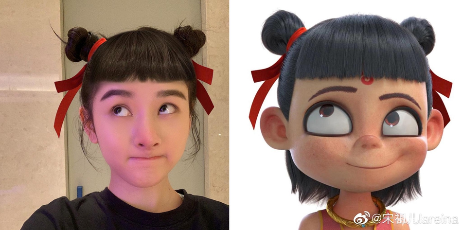 木兰变哪吒？刘亦菲扎丸子头卖萌赞“la Zhua”好看