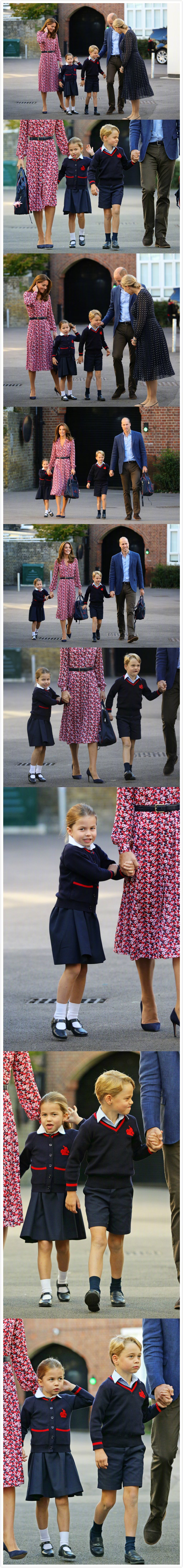[奇趣网]开学啦！威廉王子夫妇送儿女上学 夏洛特与哥哥成校友