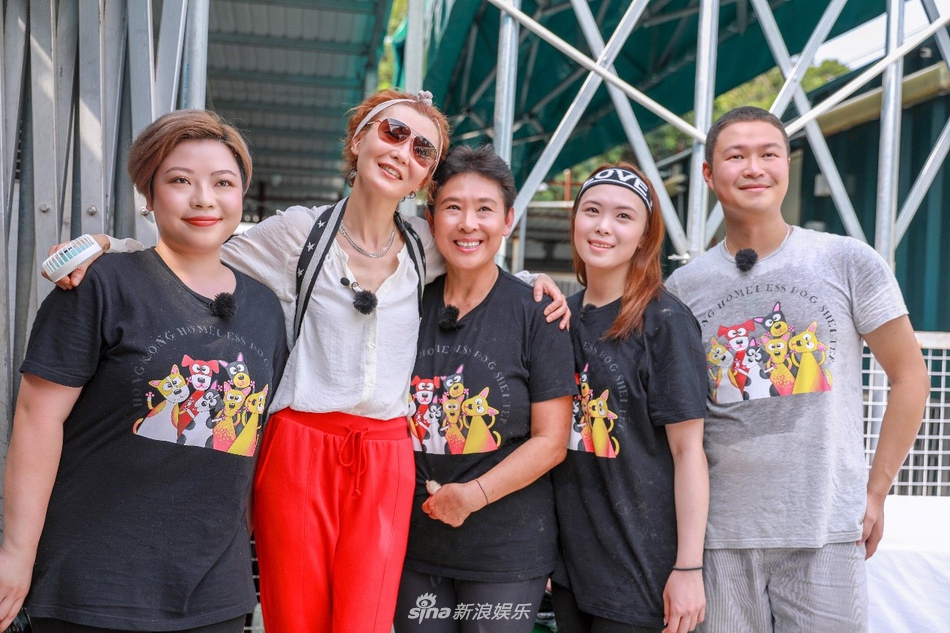 组图：张曼玉带乐华七子给流浪狗洗澡 捐狗粮和10万现金做善事