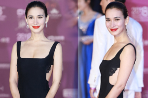 卢靖姗黑色露背长裙亮相北京国际电影节