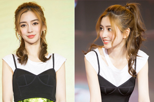 辣妈baby绿色短裙大秀美腿卷发披肩