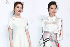 景甜白裙秀美腿 李冰冰印花裙女神范