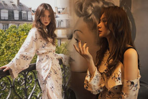 戚薇小露香肩秀长腿尽显妩媚优雅