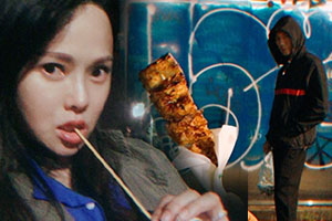 伊能静与秦昊深夜外出撸串