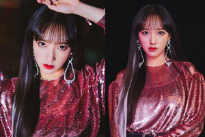 程潇穿粉色亮片裙 身材凹凸有致秀美腿