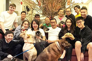 梁家辉双胞胎女儿携男友拜年