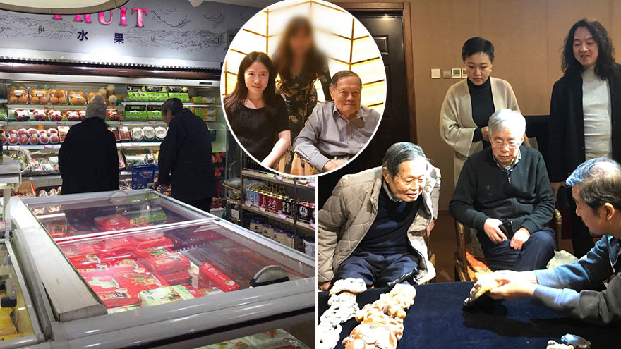 网友偶遇杨振宁翁帆逛超市看歌剧 还与张国立研究玉器