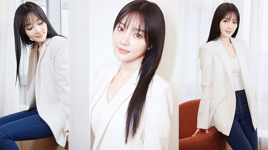 低调复出?李小璐造型干练秀发披肩空气刘海减龄