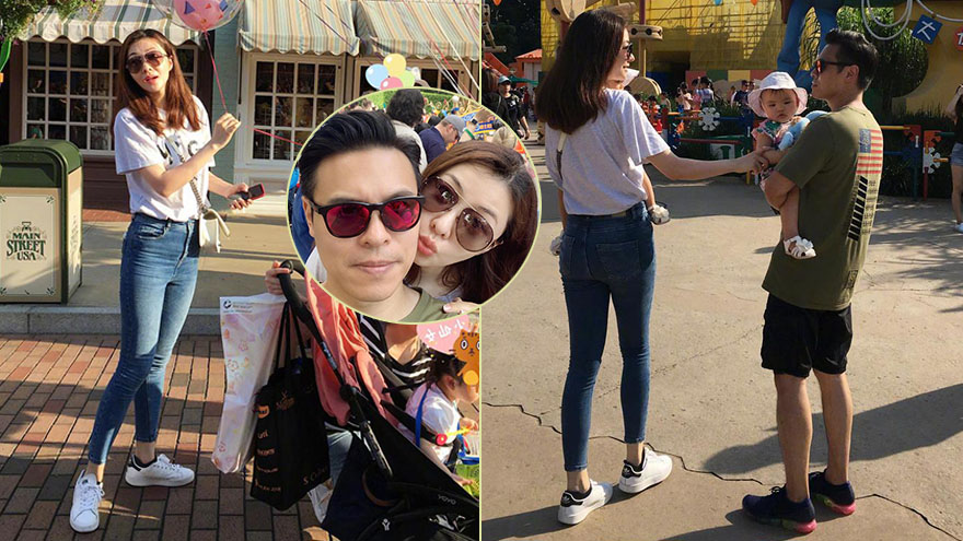 熊黛林夫妇带女儿游迪士尼 夫妻俩嘟嘴合照超级甜