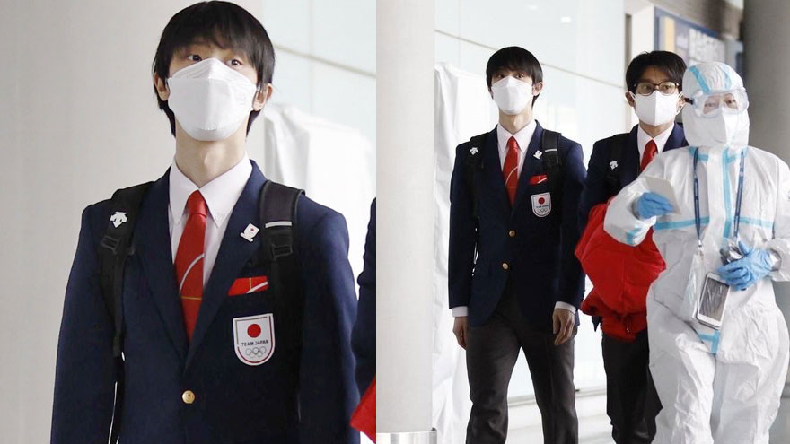 羽生结弦返回日本机场生图曝光 穿制服似高中生