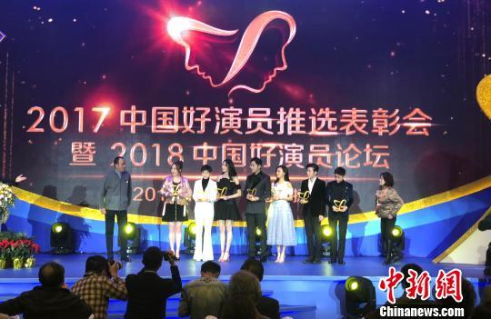 图为12日,2017中国好演员推选表彰会暨2018中国好演员论坛在江苏扬州举行。 张玲 摄