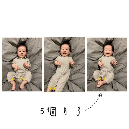 林宥嘉一家晒出酷比五个月萌照。