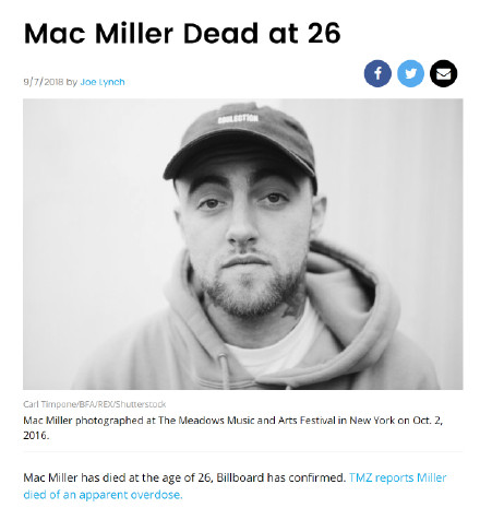 26岁说唱歌手Mac Miller家中去世 疑因服药物过量