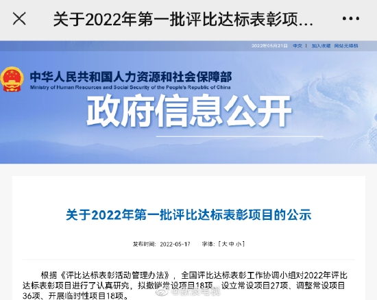 《关于2022年第一批评比达标表彰项目的公示》