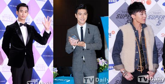 从左至右,金秀贤、崔始源、G-DRAGON