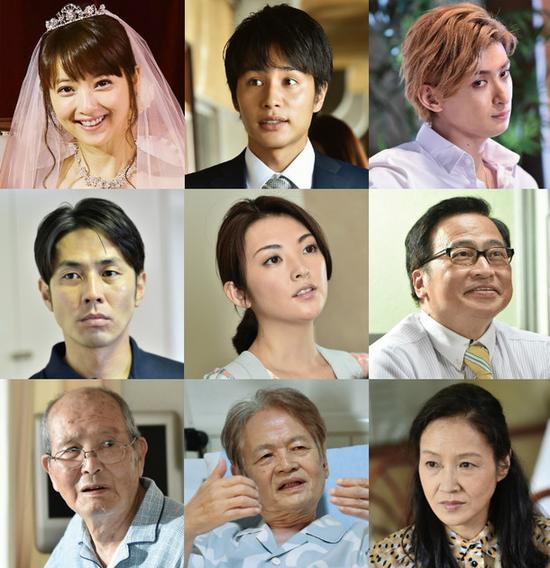 电影《讨厌的女人》追加演员，左上起佐佐木希、中村苍、古川雄大，左中起袴田吉彦、田中丽奈、拉沙尔石井，左下起织本顺吉、寺田农、永岛暎子