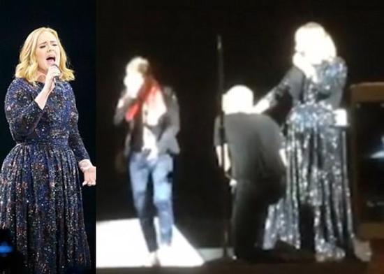 Adele演唱会有粉丝现场求婚