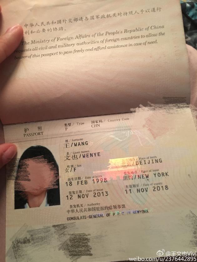 王中磊女儿晒护照证是中国人_手机新浪网
